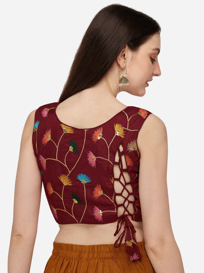 Beautiful Maroon Color Embroidered Sequin Work Blouse