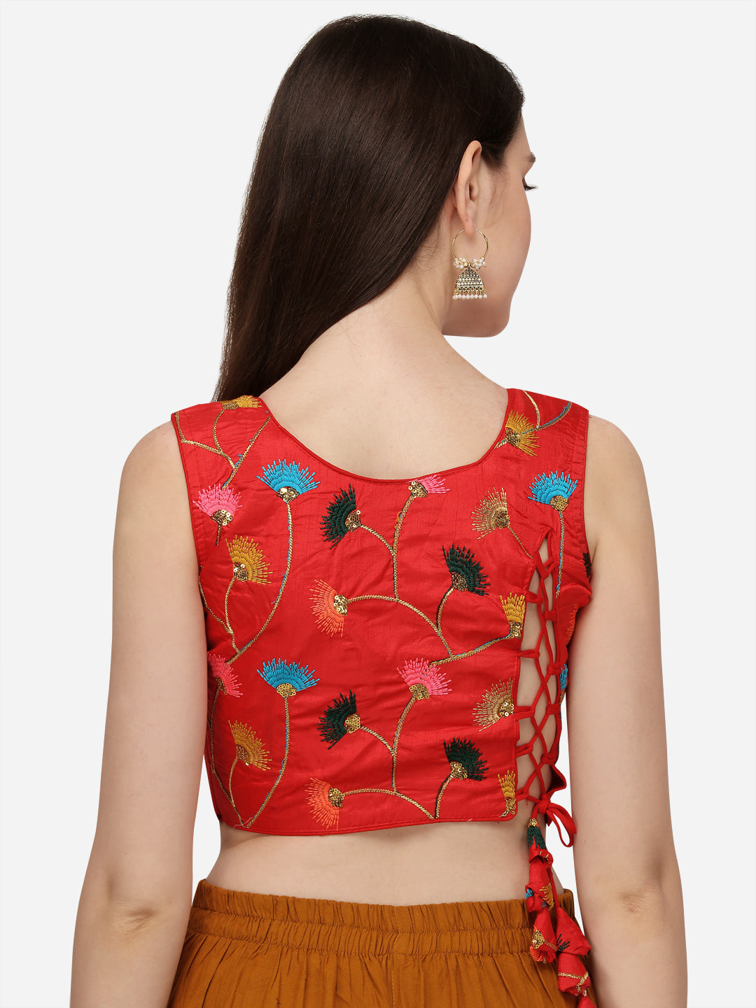 Beautiful Red Color Embroidered Sequin Work Blouse