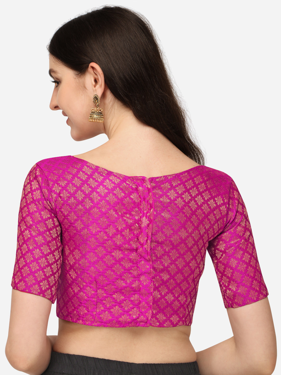 Luxuriant Pink Color Jacquard Work Blouse