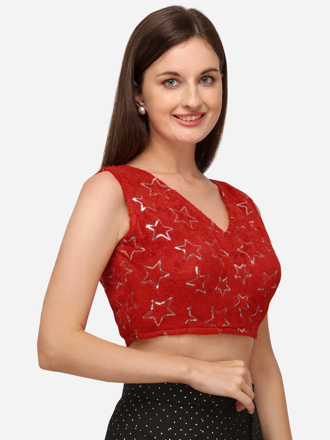 Red Color Sequence Work Designer Blouse