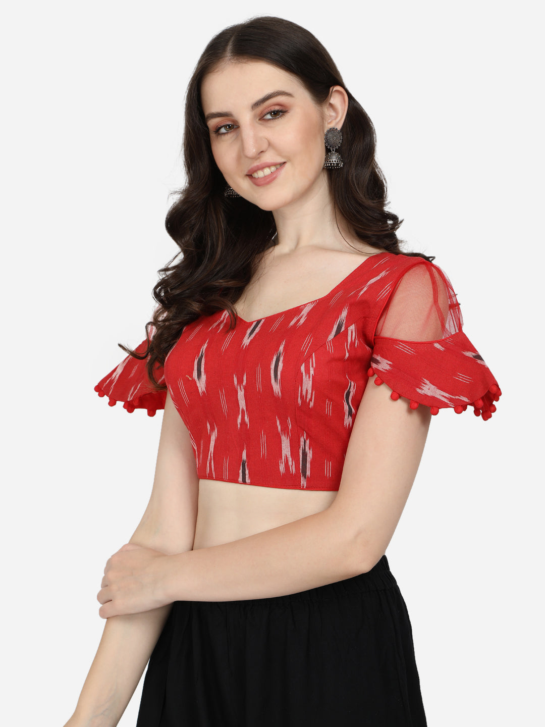 Exclusive Red Color Printed Cotton Readymade Blouse