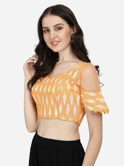 Exclusive Yellow Color Printed Cotton Readymade Blouse