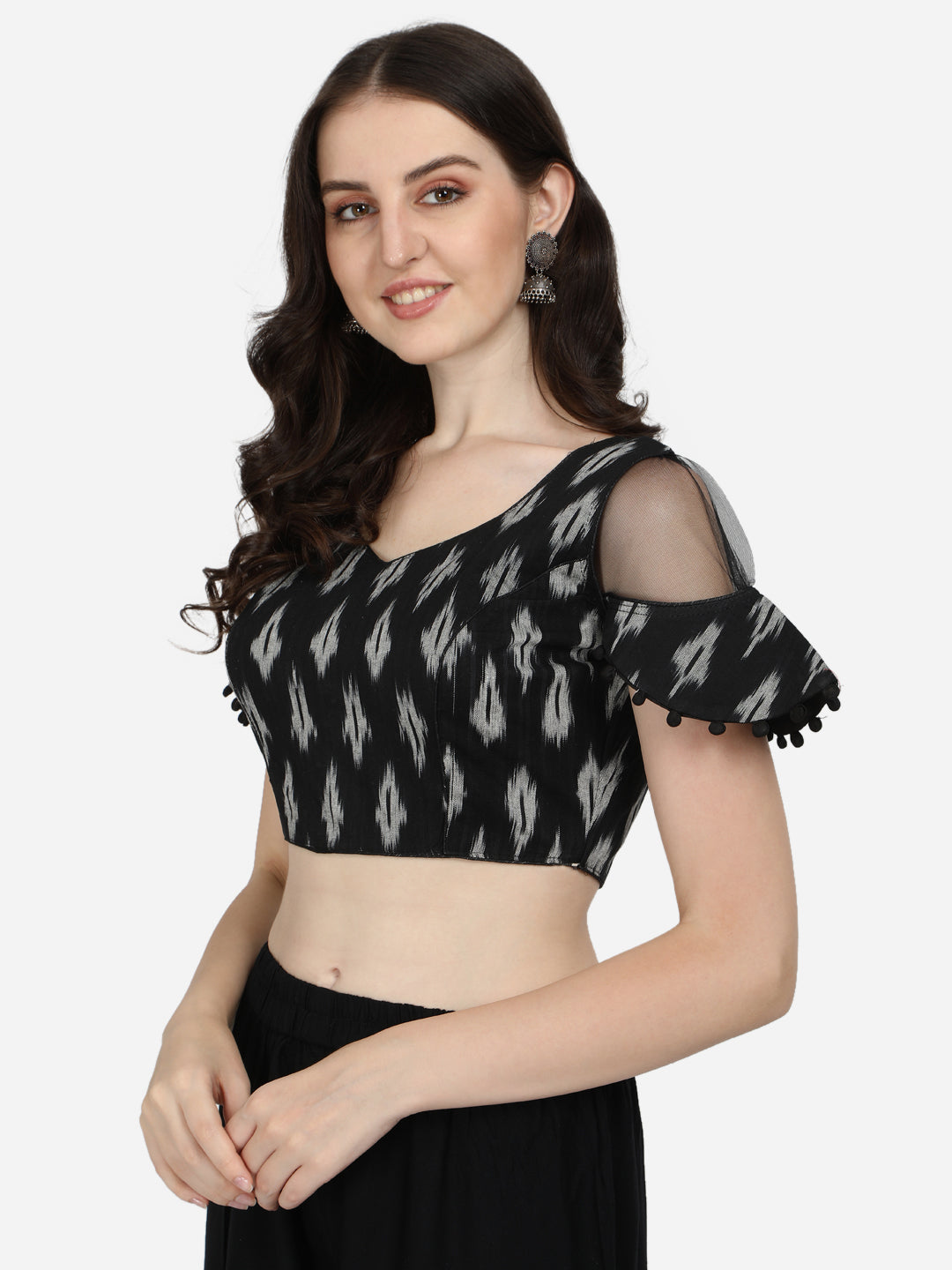 Exclusive Black Color Printed Cotton Readymade Blouse