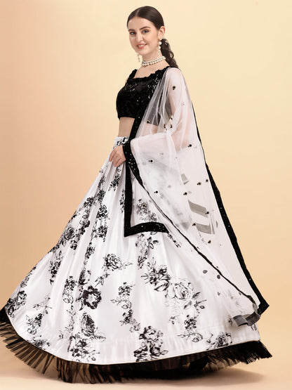 Black And White Innovative Printed Lehenga Choli