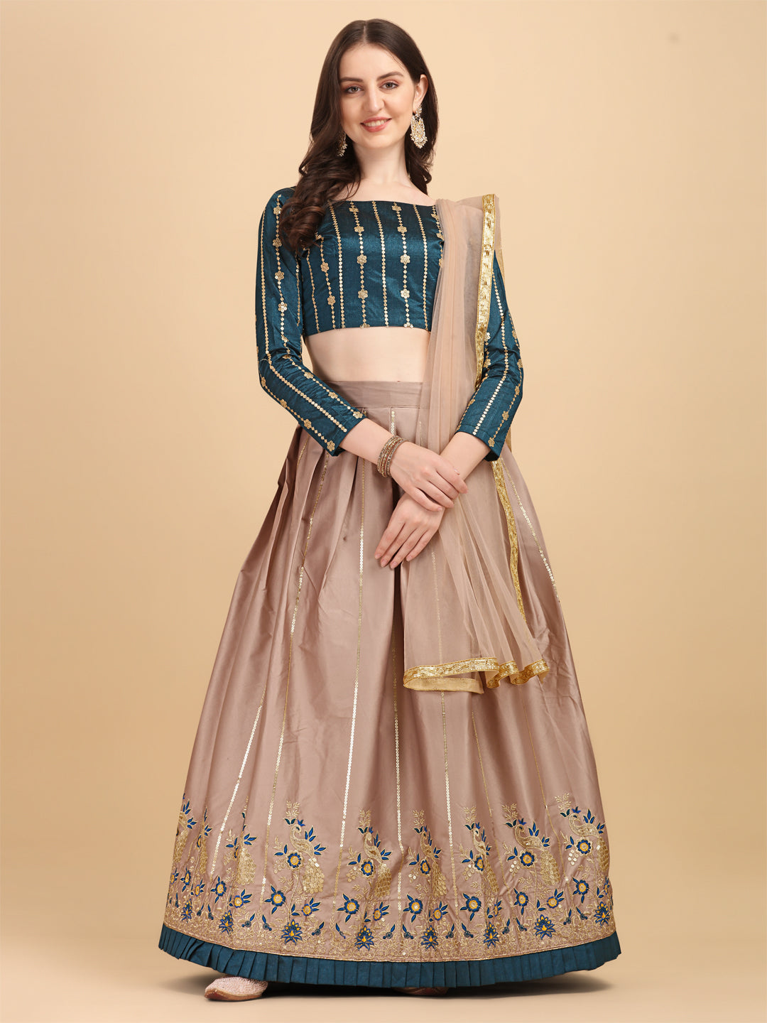 Function Wear Rosy Brown Color Phantom Silk Lehenga Choli