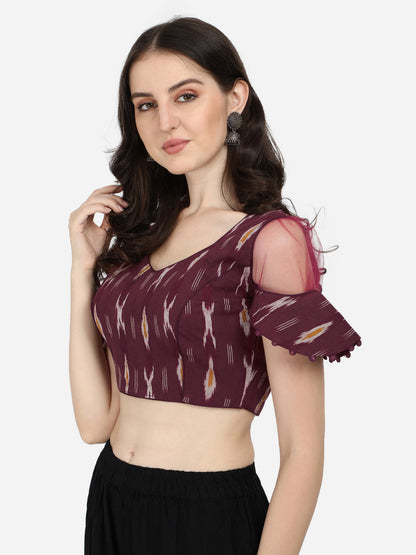 Exclusive Maroon Color Printed Cotton Readymade Blouse