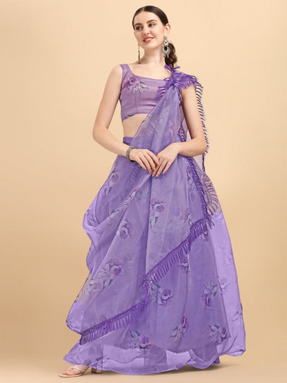 Purple Color Organza Printed Beautiful Lehenga Choli