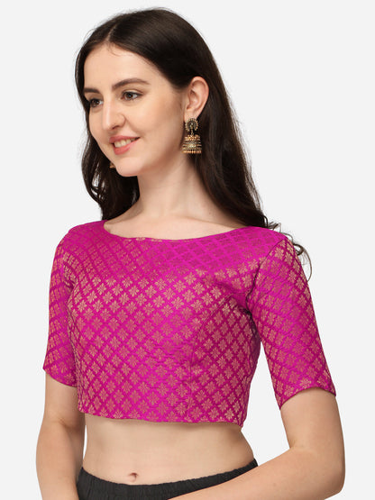 Luxuriant Pink Color Jacquard Work Blouse