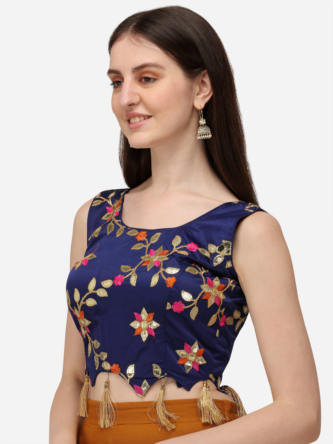 Blue Color Embroidered Sleeveless Blouse