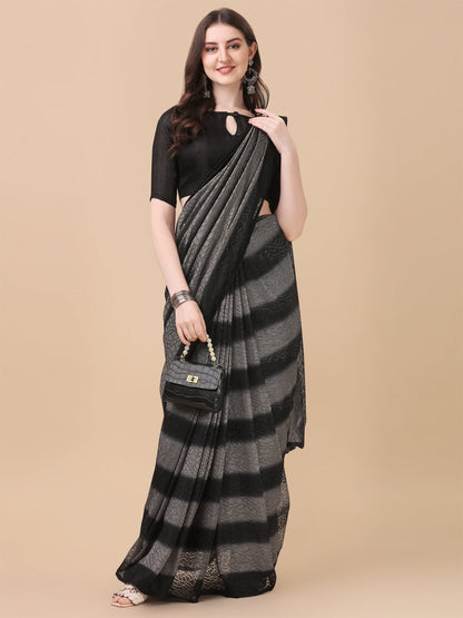 Good Looking Black Color Rasal Net Saree