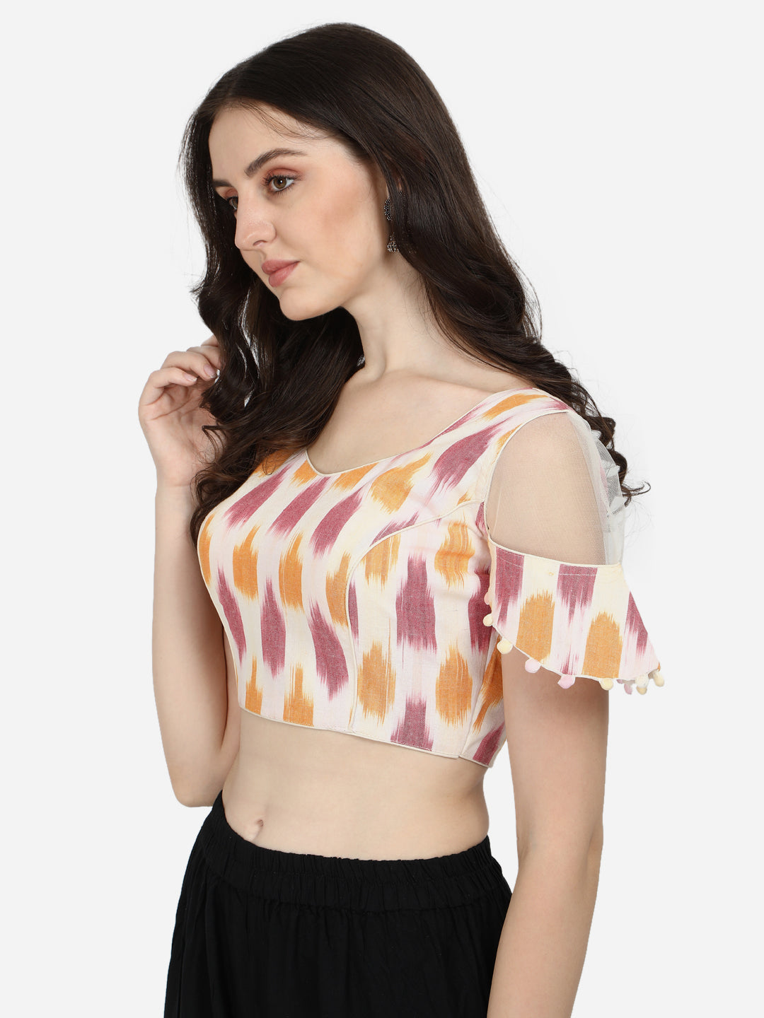 Exclusive Off-White Color Printed Cotton Readymade Blouse