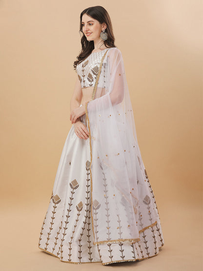 Glimmering White Color Sequence Embroidered Lehenga Choli