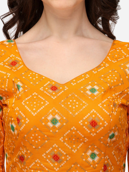 Exclusive Yellow Color Jacquard Work V Neck Readymade Blouse