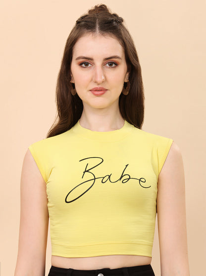 Women's & Girls Yellow Color Crop Tank Top