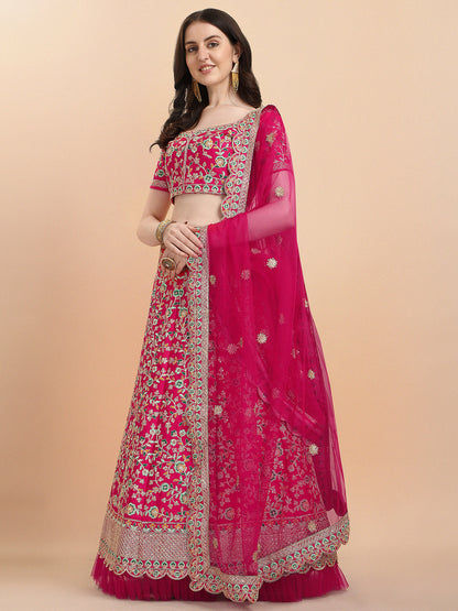 Pink Color Sequence Embroidered Work Silk Lehenga Choli