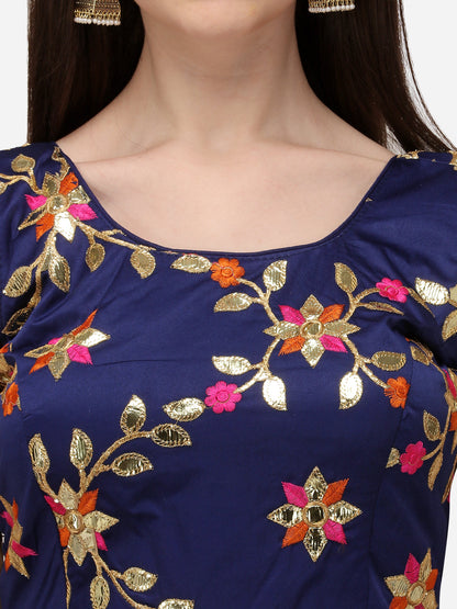 Blue Color Embroidered Sleeveless Blouse