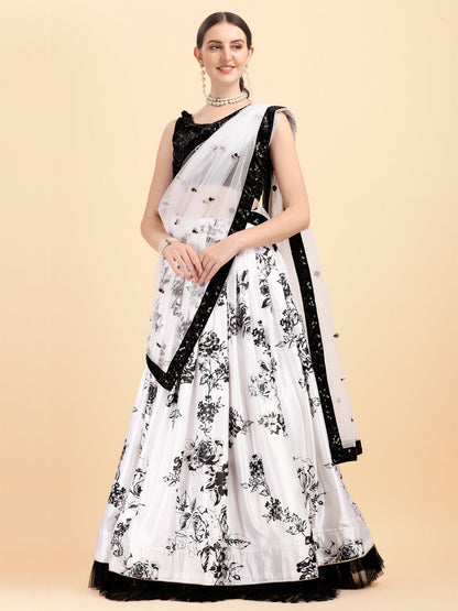 Black And White Innovative Printed Lehenga Choli