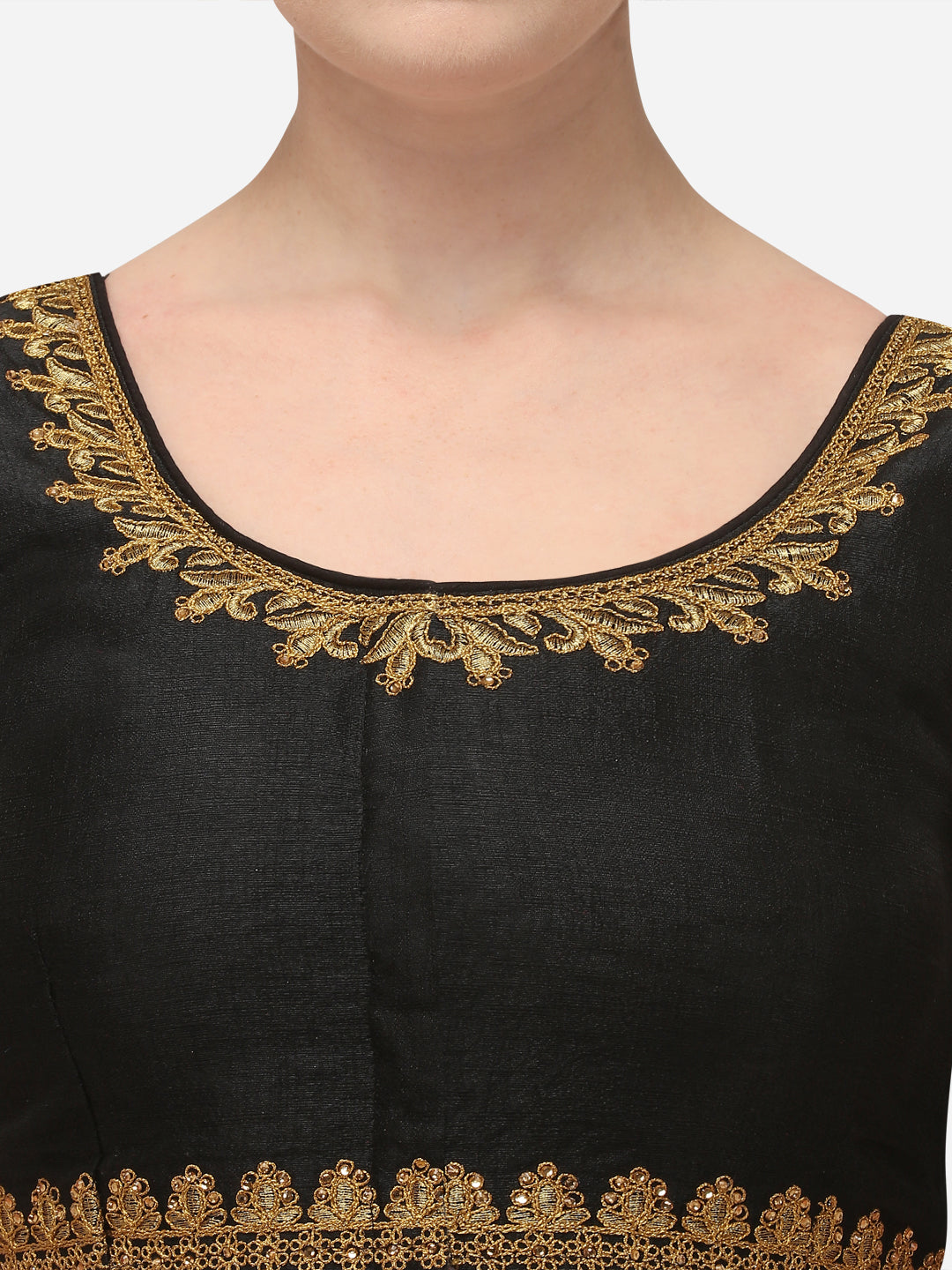 Black Color Elephent Design Embroidery Work Blouse