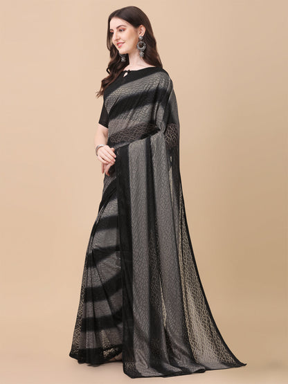 Good Looking Black Color Rasal Net Saree