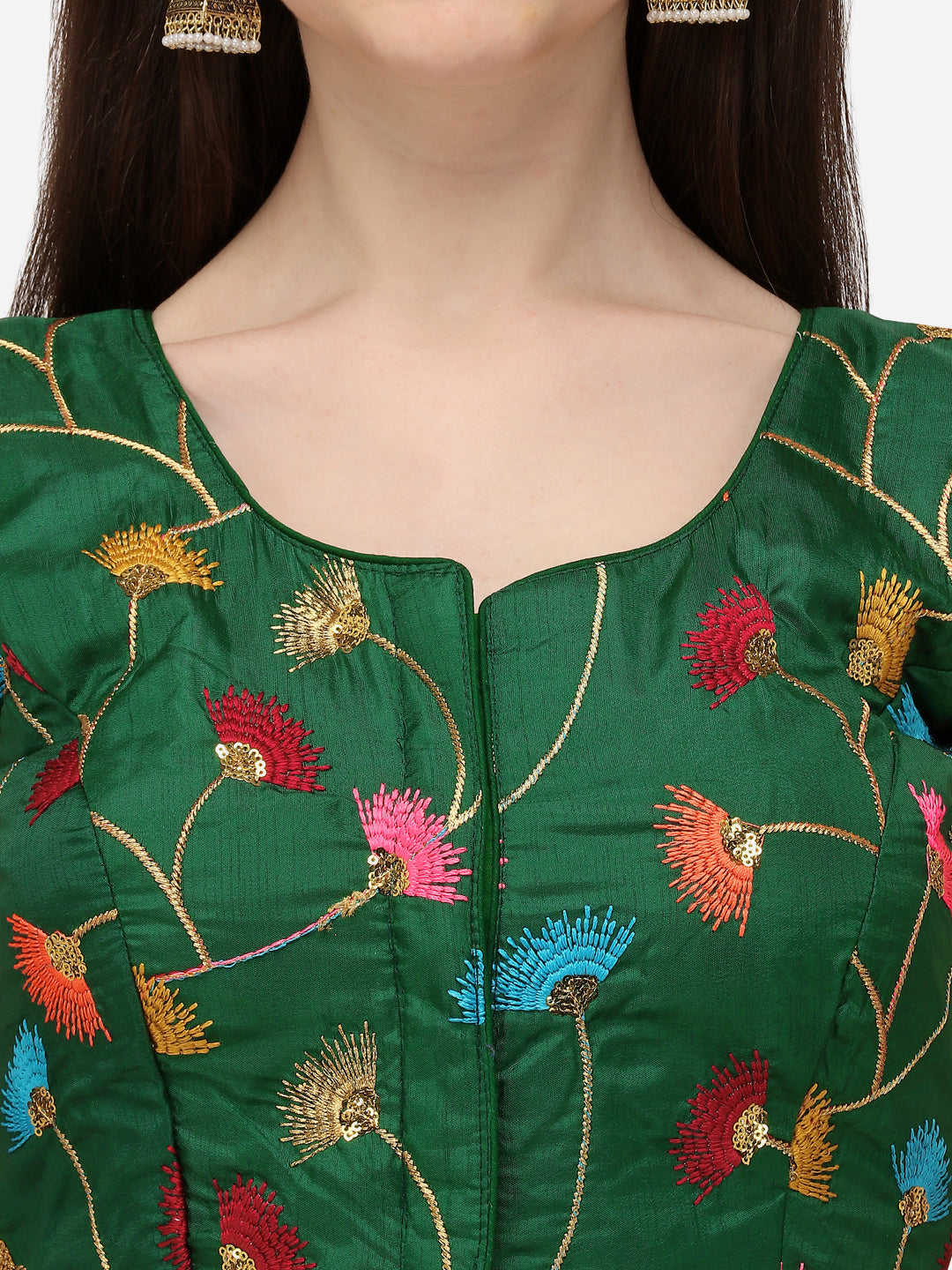 Beautiful Green Color Embroidered Sequin Work Blouse