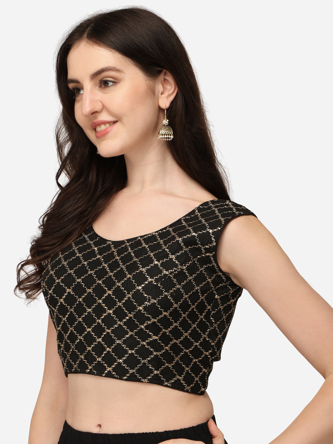 Chanderi Embroidered Work Black Color Blouse