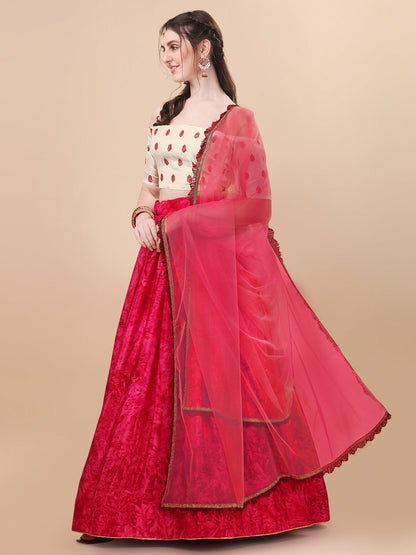 Trendy Digital Print Pink Color Silk Lehenga Choli