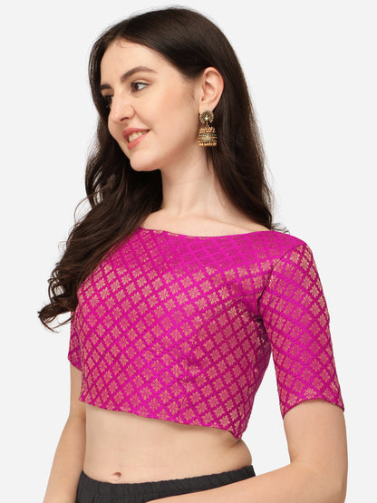 Luxuriant Pink Color Jacquard Work Blouse