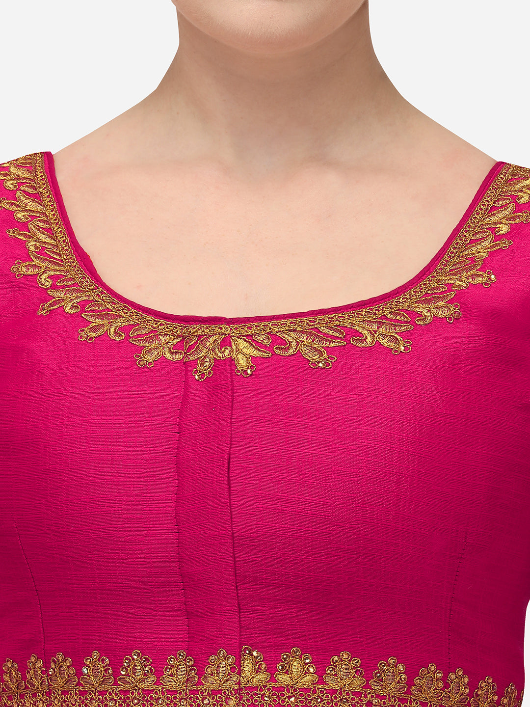 Pink Color Elephent Design Embroidery Work Blouse