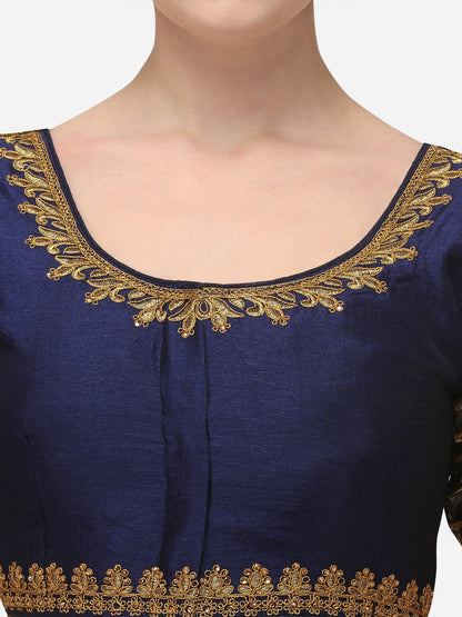 Navy Blue Color Elephent Design Embroidery Work Blouse