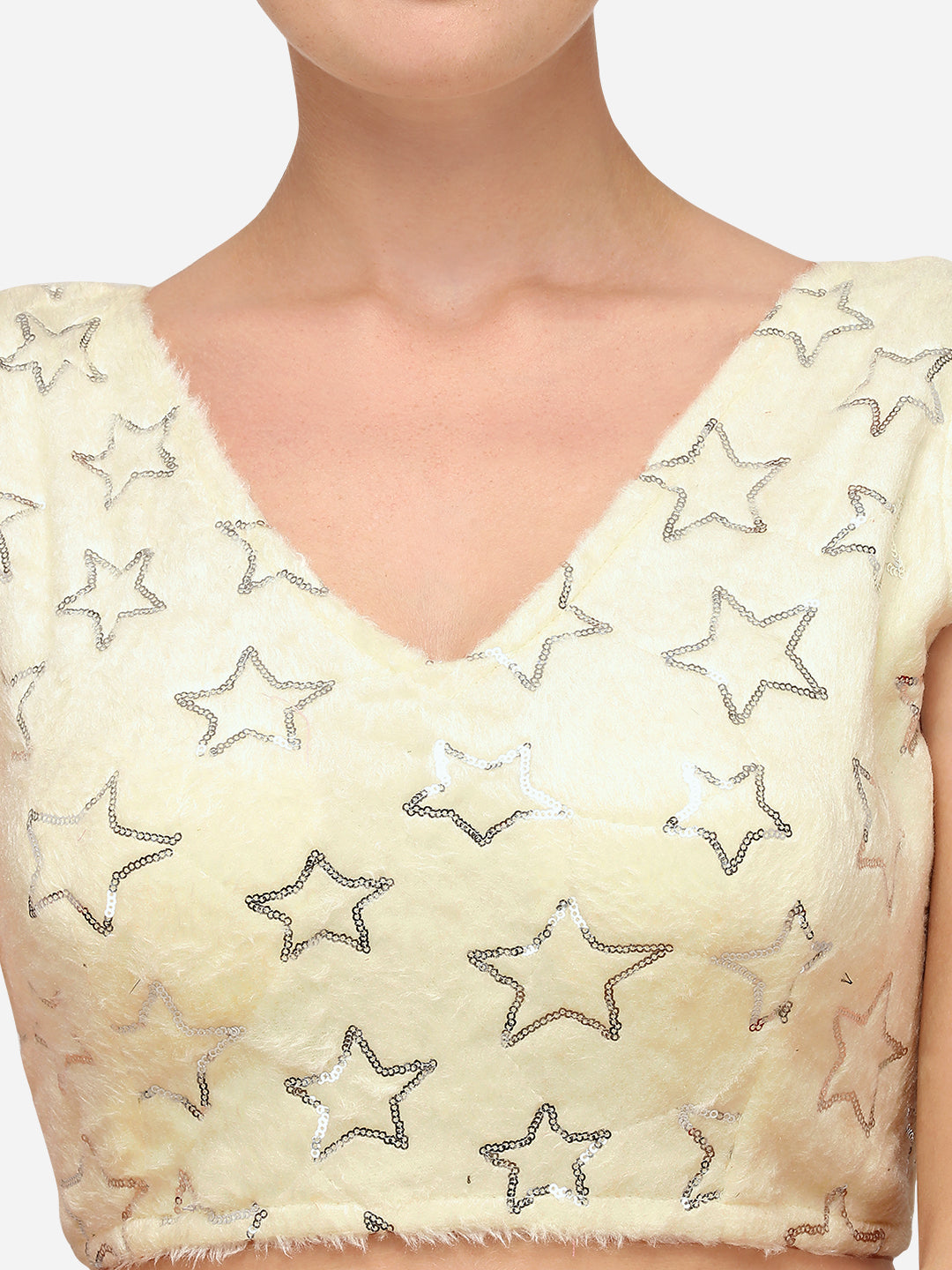 Cream Color Sequence Work Designer Blouse