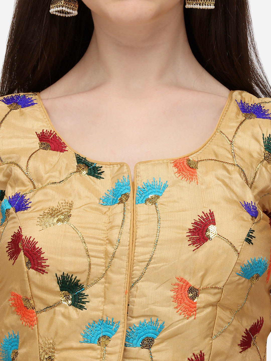 Beautiful Beige Color Embroidered Sequin Work Blouse