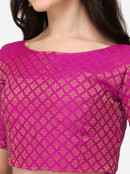 Luxuriant Pink Color Jacquard Work Blouse