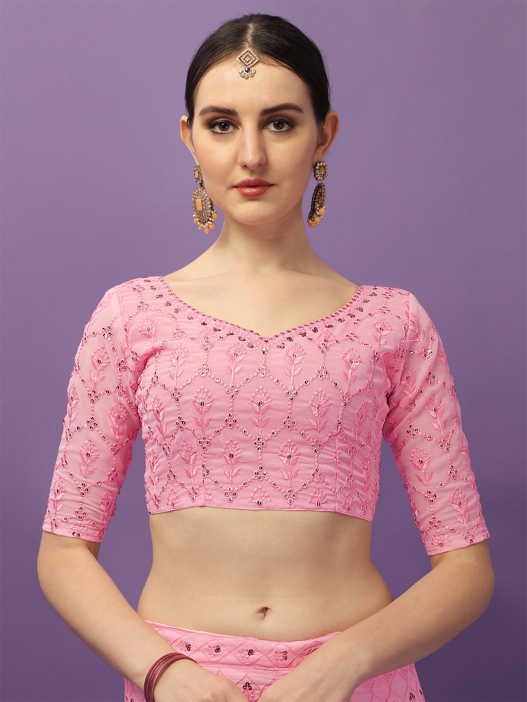 Outstanding Light Pink Color Embroidered Lehenga Choli