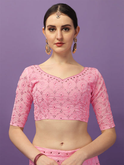 Outstanding Light Pink Color Embroidered Lehenga Choli