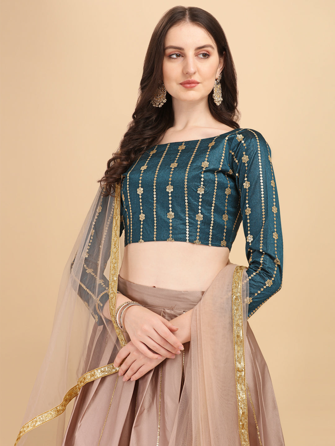 Function Wear Rosy Brown Color Phantom Silk Lehenga Choli