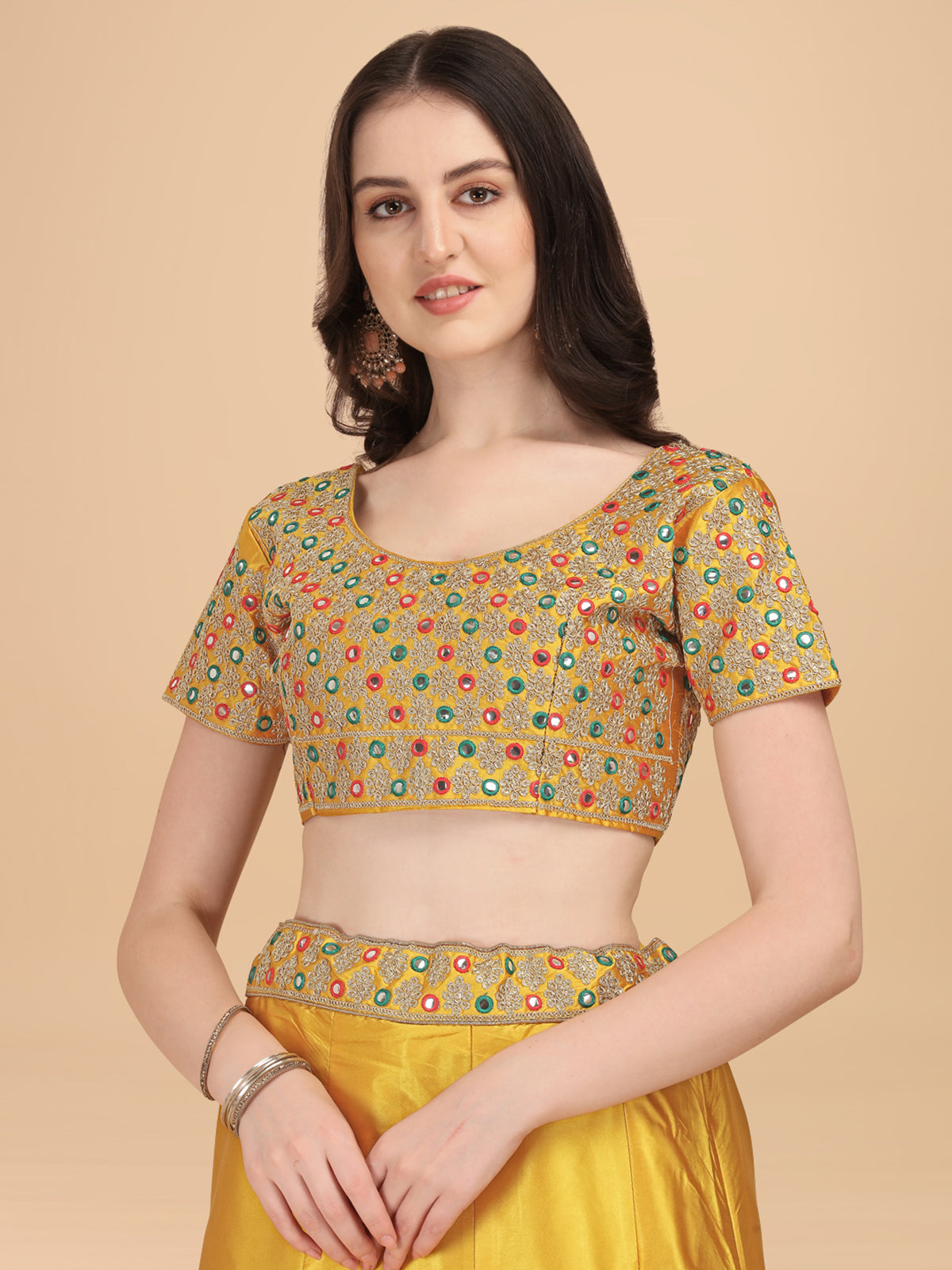 Amazing Yellow Embroidered Work Lehenga Choli