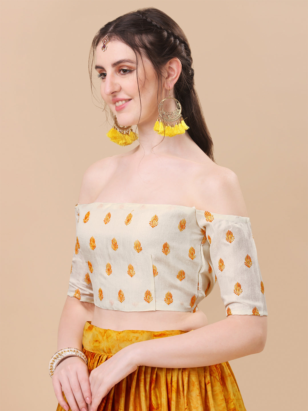 Trendy Digital Print Yellow Color Silk Lehenga Choli