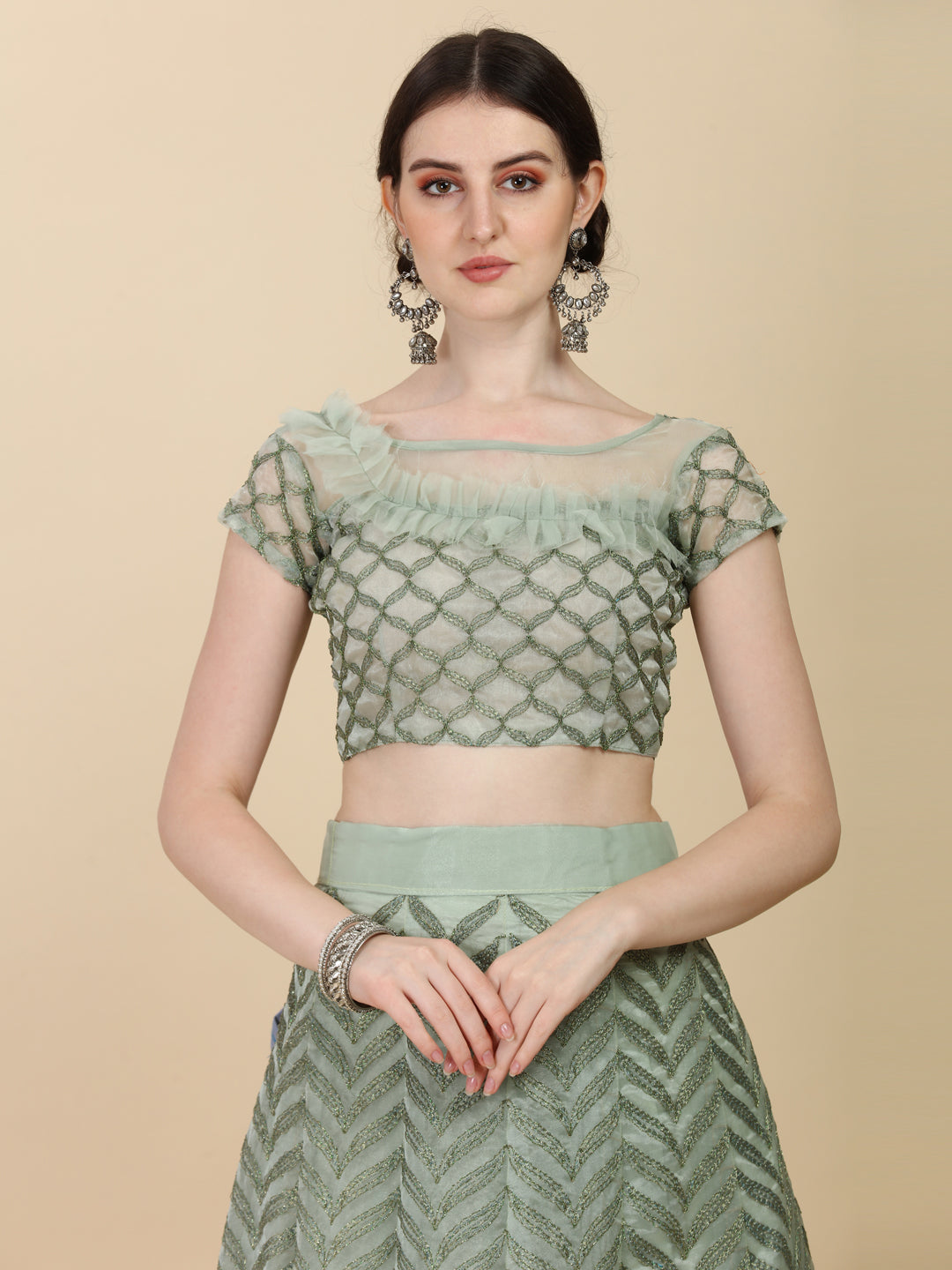 Superhit Pista Color Imported Fabric Lehenga Choli