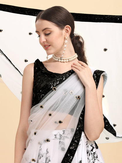 Black And White Innovative Printed Lehenga Choli