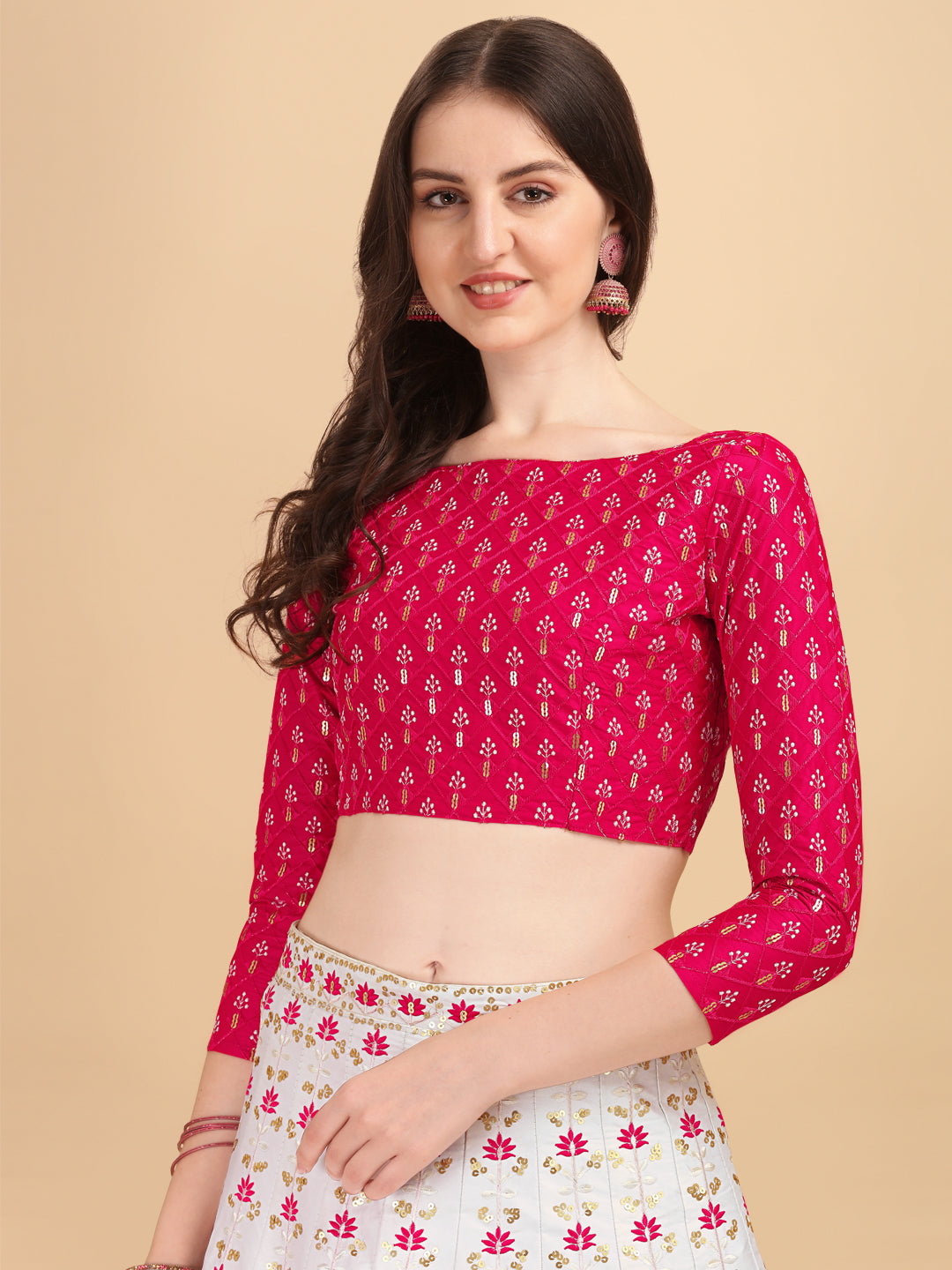 Outstanding Pink And White Work Lehenga Choli