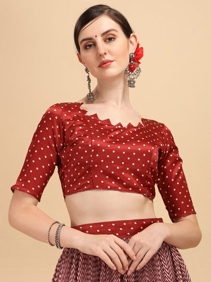 Stylish Maroon Color Digital Printed Crushed Lehenga Choli