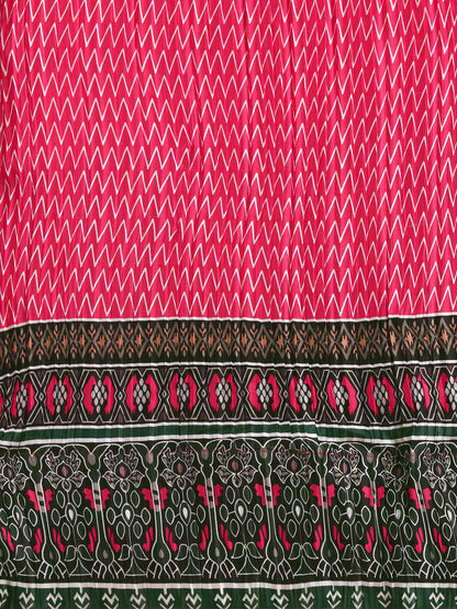 Digital Printed Pink & Dark Green Color Crushed Lehenga Choli