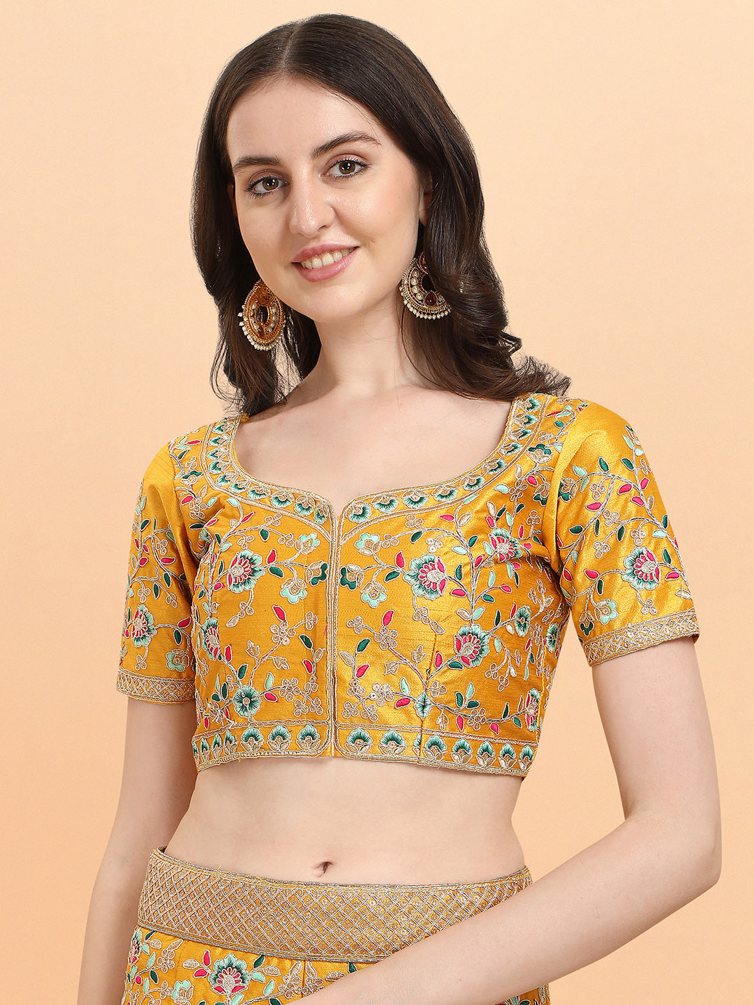 Yellow Color Sequence Embroidered Work Silk Lehenga Choli