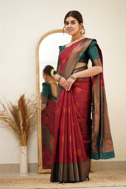 Maroon Color Coper Design Classic Saree