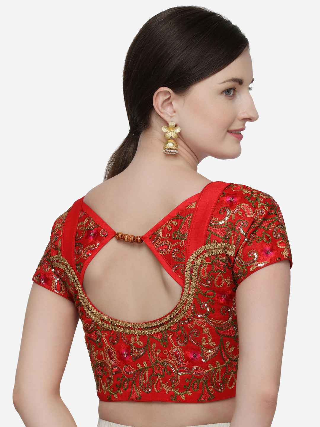 Amazing Red color Embroidered And Sequines Work Silk Blouse