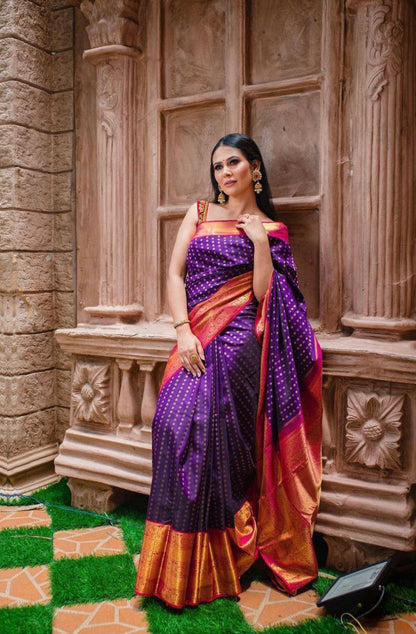 Grand Beautiful  Purple Color Rich Pallu Saree