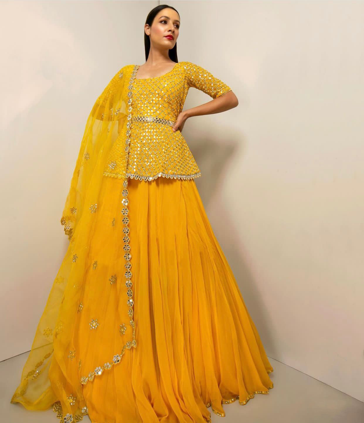 Haldi Function Wear Yellow Color Work Lehenga With Top