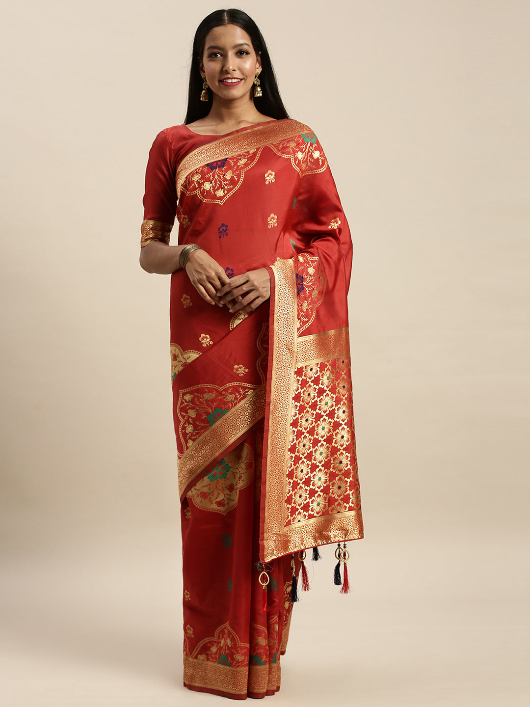 Designer Red Color Banarasi Silk Saree