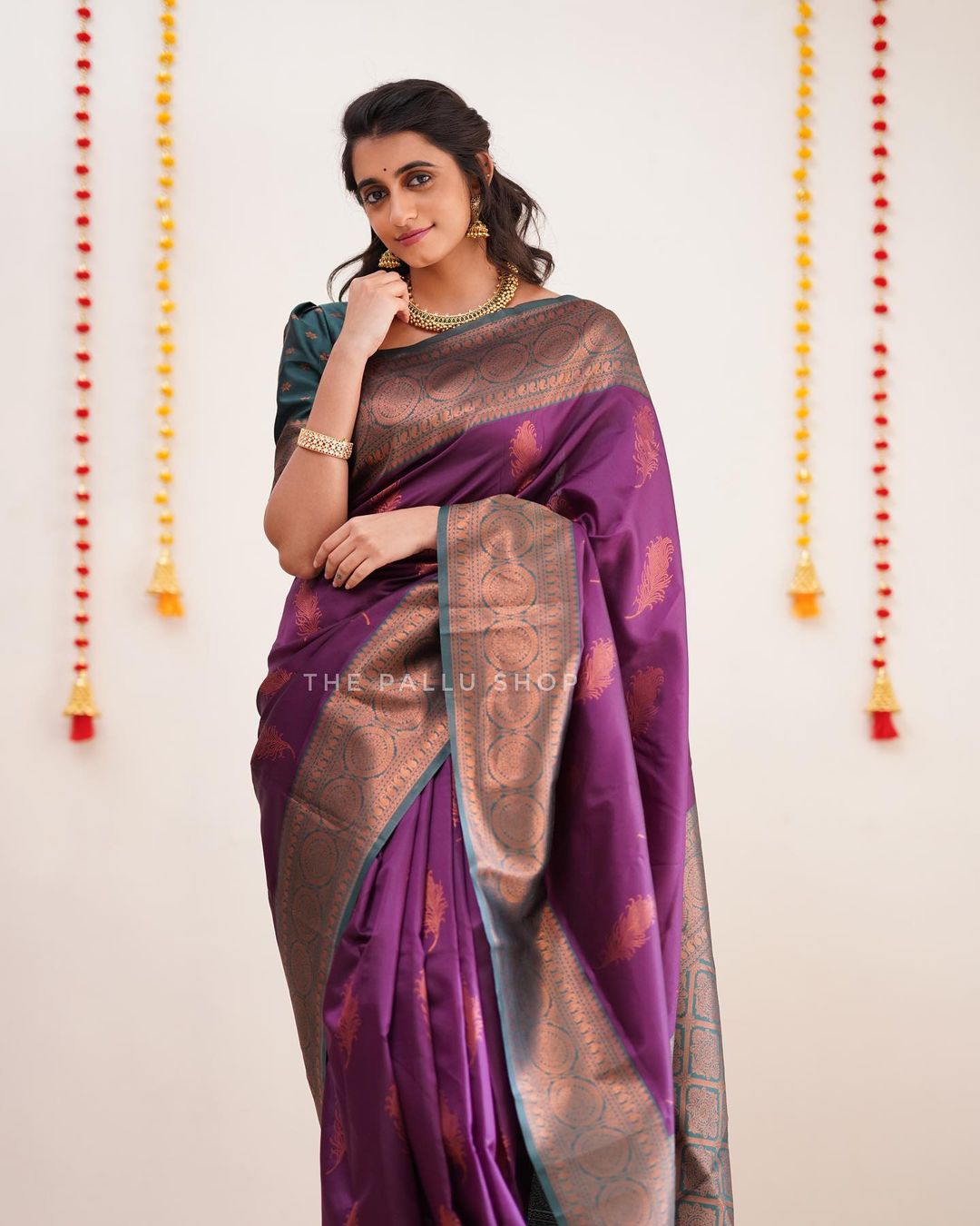 Gorgeous Coper Work Purple Color Silk Saree