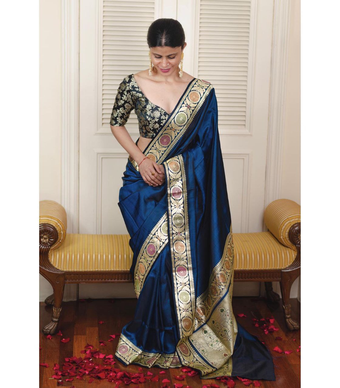 Blue Color Blue Color Jacquard Border Saree